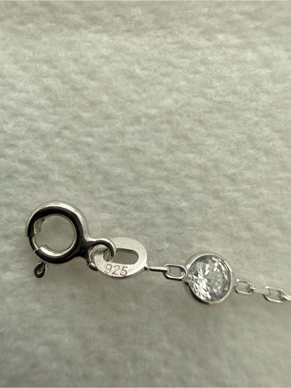 Sterling Silver Cubic Zirconia Station Necklace - Silver - Picture 6 of 6
